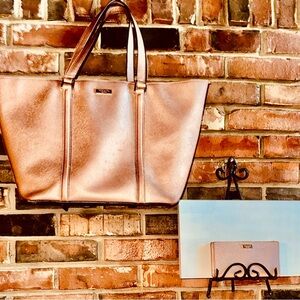 Kate Spade Rose Gold Tote Bag with wallet